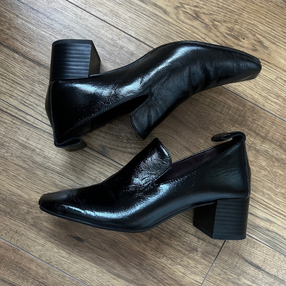 Zara genuine leather heeled loafers
